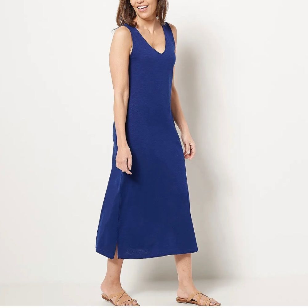 Belle by Kim Gravel Petite Slub Knit Maxi Dress with Pockets